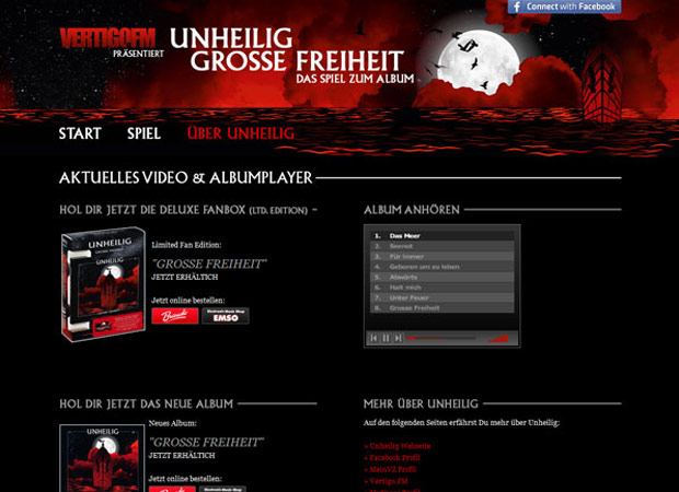 Screenshot Webseite Unheilig – Große Freiheit