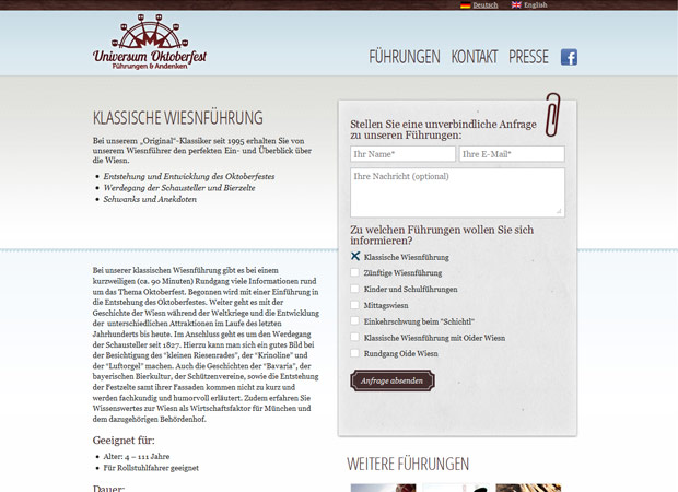 Screenshot Webseite Universum Oktoberfest