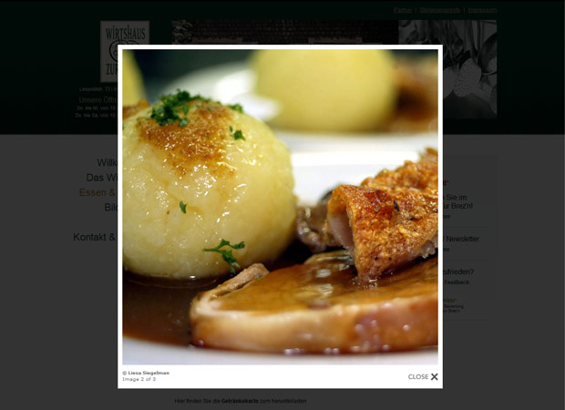 Screenshot Webseite Wirtshaus zur Brezn