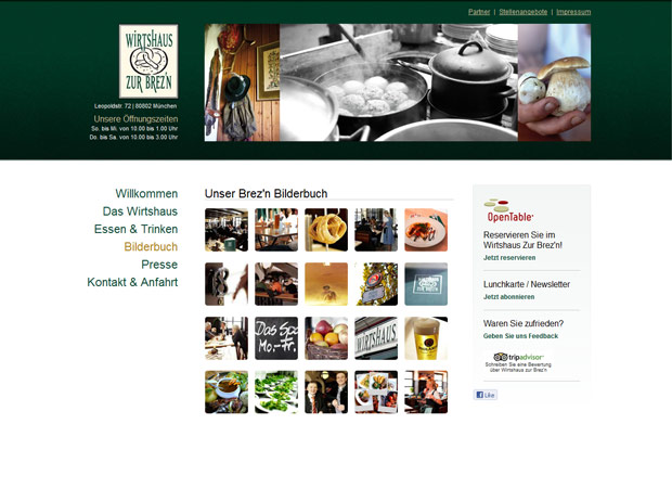 Screenshot Webseite Wirtshaus zur Brezn